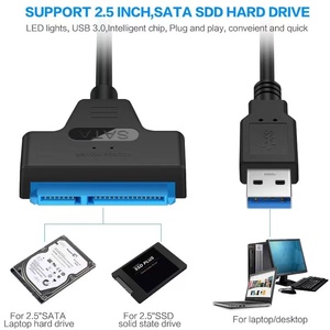 Câble adaptateur SATA vers USB 3.0, câble USB vers SATA 3, prend en charge 22 broches, 2,5 pouces, noir, emballage inclus - Product Image 3