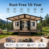Maison préfabriquée modulaire en conteneur extensible de 40 pieds avec véranda couverte, cabane de villégiature, villa de vacances, cuisine en acier, maison familiale préfabriquée