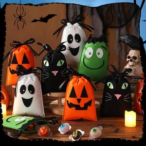 24 Uds. Bolsas de fieltro para Halloween, bolsas de regalo con cordón para truco o trato, fiesta de Halloween - Product Image 4