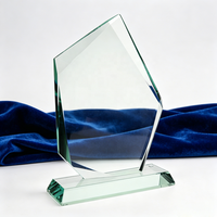 Trophée en verre cristal transparent vierge en vrac pour enfants, école, plaque de récompense en verre pour présentation
