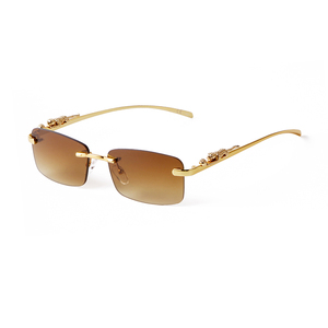 ADE WU STY8665C or léopard décoration lunettes <span class=keywords><strong>de</strong></span> soleil sans cadre femmes sans monture clair lentille Anti-bleu lunettes - Product Image 3