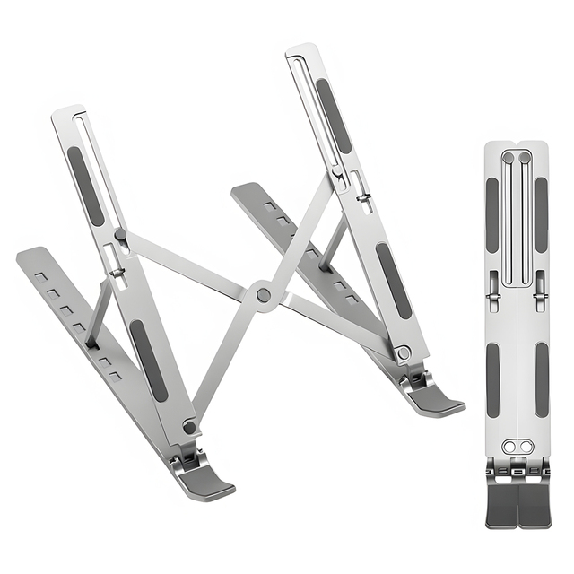 Ergonomic 7-Level Adjustable Aluminium Laptop Stand Folding Metal Riser for Desk for Tablet PC Durable Aluminum Alloy Material