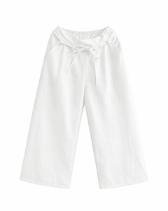 Pantalones elegantes de cintura alta y pierna ancha con cordón para un estilo minimalista - Product Image 2