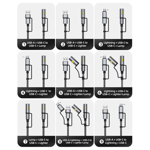 Du Lịch Ngoài Trời nylon bện Type-C USB cáp dữ liệu <span class=keywords><strong>6</strong></span> 1 PD 60W 100W 240W sạc nhanh dẫn ánh sáng/xì gà nhẹ hơn 3A truyền dữ liệu - Product Image 6