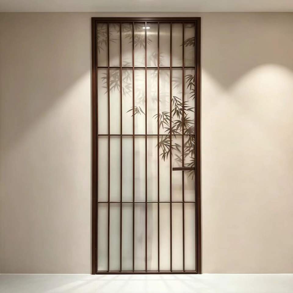 Chinese-style waterproof and windproof sliding door, bamboo shadow ...