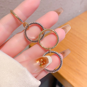 Geometric <b>Stacked</b> <b>Ring</b> Gold And <b>Silver</b> Two Tone Channel Setting Women's Fashion Jewelry Anniversary Gift - Product Image 3