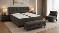 Ensemble de lit moderne européen avec sommier tapissé en tissu, base de lit continentale avec tête de lit capitonnée / sommier sur mesure pour hôtel