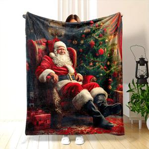 Christmas Christmas Tree Santa Reindeer Flannel <b>Blanket</b> Throw <b>Blanket</b> Nap <b>Blanket</b> Party Decor Xmas Gift Machine Washable - Product Image 5
