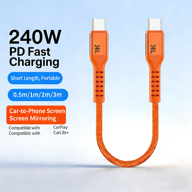 High Quality 240W 5A Pure Copper Braided Phone Charger Cables for Carplay USB C Type C Fast Charging Cord All Type C Devices
