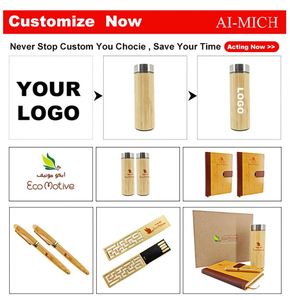 Coffret Cadeau d'Entreprise Écologique Personnalisé AI-MICH avec Logo, Produit de Bureau, Marchandise, Carnet en Bambou avec Stylo - Product Image 3