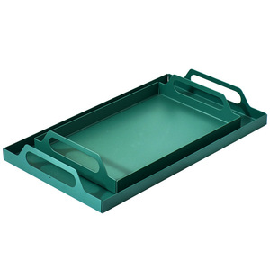 Plateau à thé Ripai, plateau de rangement carré en métal blanc pour bureau, avec poignée, pour servir le thé et placer les collations - Product Image 4