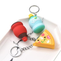 Breloque porte-clés mousqueton en caoutchouc 3D, nouveauté, imitation nourriture (burger, frites), mini jouet de voyage, durable et écologique