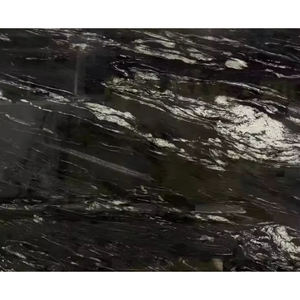 Dalle de marbre italien Tempête cosmique élégante et poétique Dalle de marbre noir cambrien Motifs d'encre blanche Splash Pierre naturelle - Product Image 1