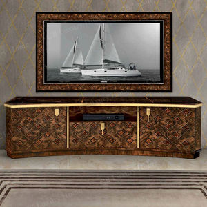 Mobile <span class=keywords><strong>TV</strong></span> Tradizionale in Legno Massello Intagliato a Mano con Quattro Ante, Set di Mobili per Soggiorno - Product Image 6