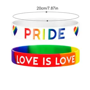 Pareja Pulsera Joyería LOVE IS LOVE Pulsera de silicona Cita personalizada Pulsera de arco iris grabada