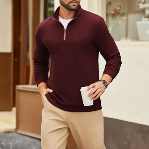 Sudadera Deportiva de Golf con Capucha y Cierre de Cremallera de Cuarto para Hombre, con Logotipo Personalizado Bordado, 100% Algodón, Invierno, ODM - Product Image 1