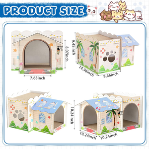 2 Story Cardboard Cat House with Scratcher Pad for Small Kitten Multi Level Durable Cat Condo & Villa for Small <b>Animals</b> - Product Image 2