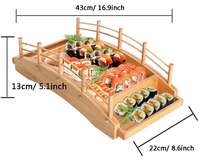 High Quality Wooden Japanese Sushi Boats Wooden Sashimi Serving Plate Board Tray Eco Friendly Wooden Sushi Tools