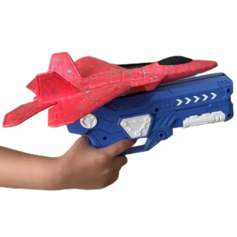Outdoor Hand Throwing EPP Foam LED Glider Launcher Ejection Fighter Shooting Gun Catapult Plane For Kids