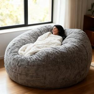 Gifts Excluding Fillers 5ft 6ft 7ft Lazy <b>Bean</b> <b>Bag</b> Sofa Chair Factory Direct Fur-Style Asian Design Fabric Bed Seat - Product Image 1