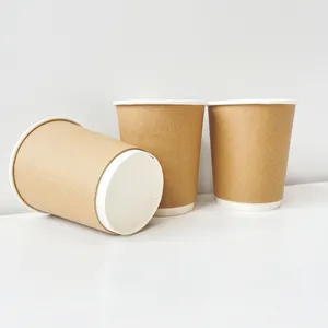 Copo de papel de café com isolamento térmico de parede dupla, copo de café descartável de espuma para chá e bebidas quentes de 8 onças e 12 onças