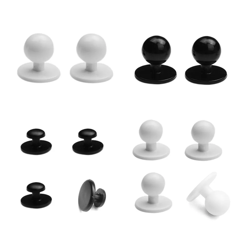 Botones de plástico redondos móviles para uniformes de Chef, chaqueta, botón, abrigo, costura artesanal, accesorios, negro y blanco, 7mm, 11mm, 12mm