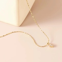 Collar con Colgante de Moda Chapado en Oro de 18k, Acero Inoxidable, Zirconia Cuadrada, Resistente al Agua, Joyería Fina para Mujer