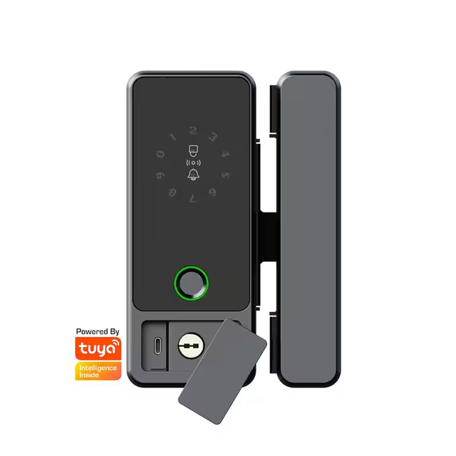 Officially Certified High Accuracy Glass Door Tuya Wifi Smart Lock Automatecaly Fingerprint Password Digital Lock for Office