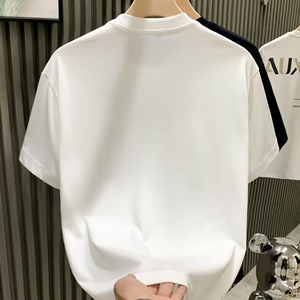 T-<span class=keywords><strong>shirt</strong></span> unisexe <span class=keywords><strong>personnalisé</strong></span> à strass, col rond, épaules tombantes, style Hip Hop, coupe oversize, en tissu épais, vierge, pour homme - Product Image 5