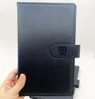 Funda Protectora para Cuaderno A5 de Cuero PU Negro, Cierre Magnético, Múltiples Ranuras para Tarjetas, Ventana Transparente para Identificación, Cubierta Personalizada para Diario