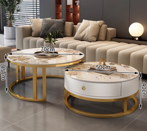 İskandinav lüks mermer masa sehpa Modern basit beyaz Metal taş altın yuvalama oturma odası mobilya paneli mutfak ev için - Product Image 5