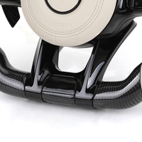 Volante Deportivo Mejorado en Cuero Beige y Fibra de Carbono para Mercedes Benz W221 W222 W211 W212 Cls W218 CLA C117 X117 W205 C43 C63 AMG