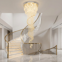 Lustre moderne nordique en cristal long pour hall de duplex, villa, escalier, hôtel, club, salle de banquet, éclairage suspendu