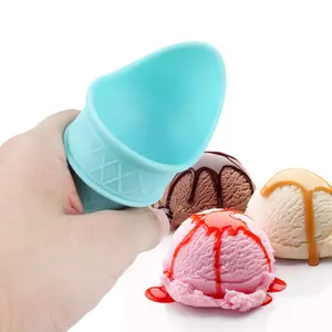 Nieuwe Stijl Plastic 2-In-1 Diy Ijs Scoop En Kegel Cups Houder Voor Kids