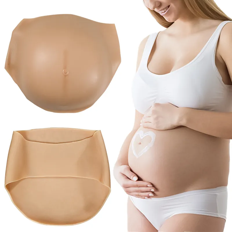 Gerçekçi streç işaretleri ile tam silikon hamile göbek Strech hatları oyuncu veya oyuncu için sahte kadın göbek