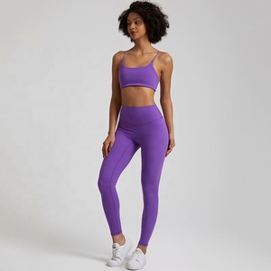 Factory Stock Custom Logo Frauen Sport BH Leggings 2-teiliges Set Yoga Outfit Gym Fitness-Sets - Product Image 5