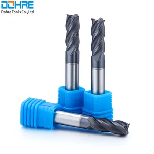 DOHRE Manufacturer High Precision 4 Flutes Solid Tungsten Carbide HRC45/55 Square Milling End Mills For Hard Metal