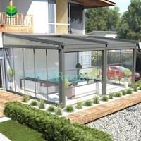 Toldos impermeables motorizados para balcón, Patio, pérgola retráctil, sistema de techo con ventanas de vidrio