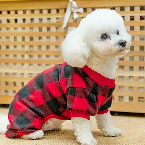 Combinaison de Noël douillette en <span class=keywords><strong>polaire</strong></span> pour animaux de compagnie, pyjama pour <span class=keywords><strong>chien</strong></span> à carreaux Buffalo, vêtement de nuit d'hiver doux et chaud à quatre pattes pour chiots et petits chiens - Product Image 2