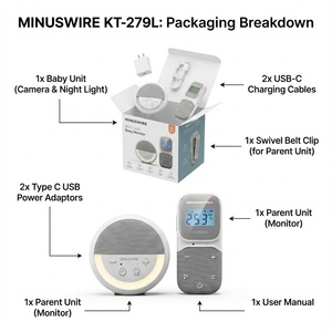 Babyphone audio longue portée 300 m avec surveillance de la température et de l'humidité de la pièce, écran LCD, communication bidirectionnelle, 2,4 GHz - Product Image 6