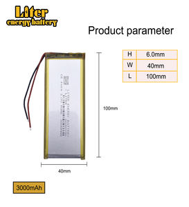 6040100แบตเตอรี่ลิเธียมโพลิเมอร์ลิเธียม3.7V 3000mAh สำหรับ <span class=keywords><strong>GPS</strong></span> e-book อุปกรณ์เล่นกลาง IPTV แท็บเล็ตพีซี - Product Image 3