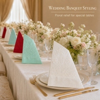 Serviettes en papier gaufrées motif fleurs sauvages pour buffet, serviettes d'invité pour mariage, douche nuptiale, fournitures de fête et décoration