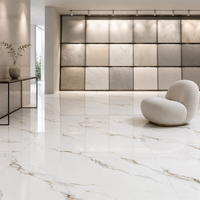Carreaux de céramique pleine masse 600x600mm de luxe, aspect marbre Calacatta Gold poli, pour murs de salle de bain et crédences de cuisine