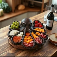 Creatieve houten octopusvormige fruitschaal & charcuterieplateau op maat gemaakt houten enkelvoudig verpakt