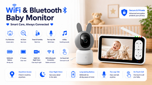 <span class=keywords><strong>Babyphone</strong></span> vidéo Wi-Fi 1080P Tuya avec zoom numérique 4X, détection des pleurs, audio bidirectionnel sans fil et berceuses - Product Image 5