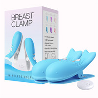 Nouvelle télécommande sans fil charge magnétique dauphin pince mammaire vibration massage de la poitrine masturbateur SM Electro Nipple Clamp