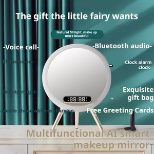 Multifunction Makeup Mirror Q6 LED Night Light AI <strong>Bluetooth</strong> <strong>Speaker</strong> with Alarm Clock All in One Girl Birthday Gift
