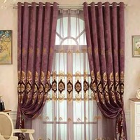 Rideaux occultants en coton brodé chenille de style européen, modèle fini haut de gamme de style nordique pour salon et baies vitrées