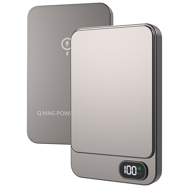 Portable Waterproof Mini Power Bank Magnetic Wireless 15W Fast Charging 5000mAh Ultra Slim with Digital Display for Outdoor Use
