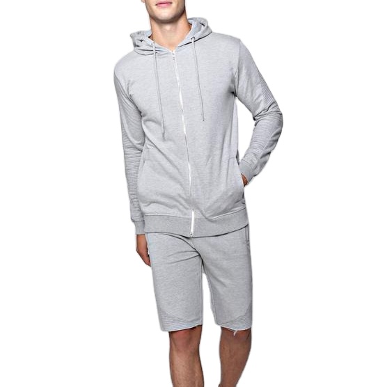 King Young Sports Men Zip through Biker Hoodie & Sweat Shorts